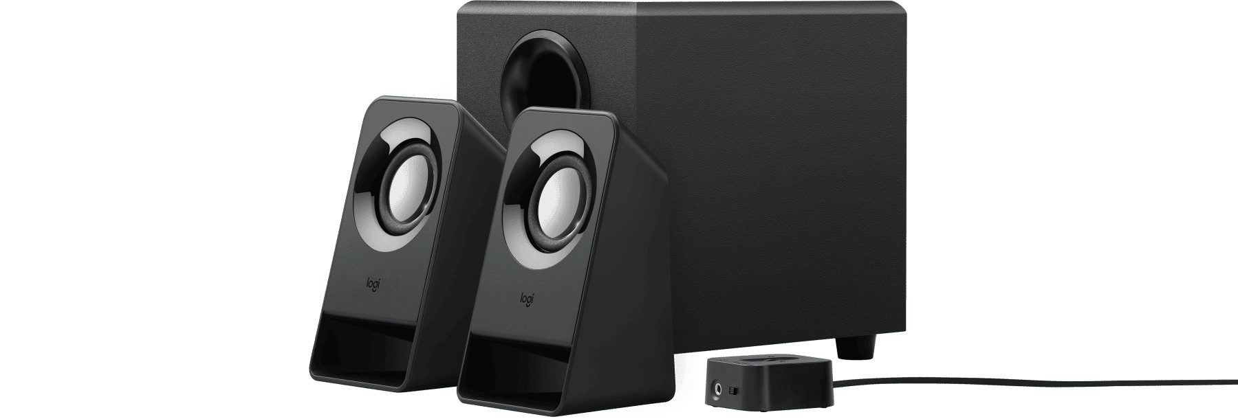 compact stereo speaker system with control pod